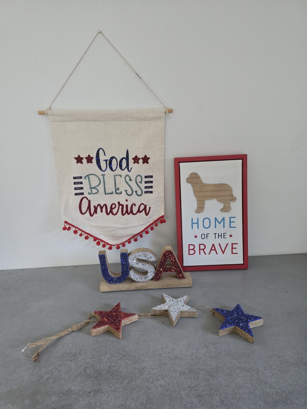 Patriotic Bundle "God Bless America" Wall Banner - Red, White & Blue